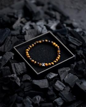 Preview: Armband mit 6 mm Tigerauge-Stein - Tiger Eye 6mm